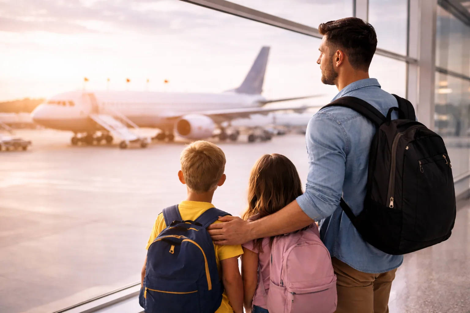 Familie mit Koffern bereit zur Auswanderung nach Saudi-Arabien